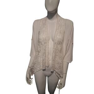 Baba‎ Quiet Luxury Womens O/S Embroidered Whimsical Fairycore Dainty Cardigan